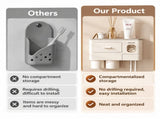 Gray-Mounted Bathroom Organizer with 4 Magnetic Cups - Automatic Toothpaste Dispenser, No-Drill V888-ELOSUNG57229-3