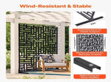Metal Privacy Screen, 120 x 193cm, Outdoor Privacy Screens 3-Panel, Freestanding Outdoor Divider V952-DLSHWYSPMJS7CV2AZV0
