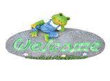 Welcome Frog Statue Luminous Garden Decor Resin Craftwork Patio Yard Lawn Animal Ornament for Indoor V1294-YM0718-3111210480711