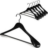 TOPIA HANGER Black Wooden Coat Hanger 6 Pack, Wide Shoulder Wood Suit Hangers with Extra-Thick Flat V1258-DP02-F-232