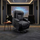 Recliner Chair Electric Massage Lift Chair with Heat Function PU Leather Lounge Sofa Black V63-834091