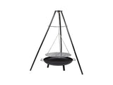 Tripod Garden Fire Pit BBQ Cast Iron & Steel Round Outdoor Fire Bowl V63-838851