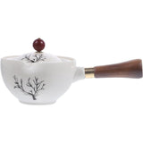 Ceramic Side Handle Teapot with Filter for Loose Tea Brewing V1192-AZ-W-21371