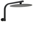 WELS Matt Black 10" SUS Round Rain Shower Head & Gooseneck Swivel Wall Arm Set V1233-A619BKSR110B
