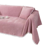 Sofa Cover Chenille Nylon Multipurpose Machine Washable Couch Slipcover for All Seasons Pink V1294-YM0717-3117220191314