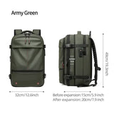 Army Green Expandable Waterproof Laptop Backpack - Fits 17-Inch Laptop, Anti-Theft Design, Travel V888-ELOSUNG11546