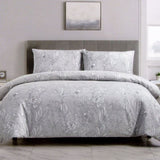 Artex Silver Peony Floral Printed Microfiber Polyester Quilt Cover Set Queen V442-ATX-QUILTCS-PEONY-SILVER-QS