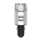 12V Car Air Purifier Car Air Freshener with Dual USB Charger Port Silver V1263-JX-7201-2