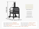 Outdoor Pizza Oven, 12" Pellet Fire Ovens, 2-Layer Pizza Oven Wood Fired, Wood Burning Outdoor V952-LSPSLHS458X48H85L001V0