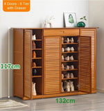 4 Doors 6 Tier with Drawer Bamboo Large Capacity Storage Hallway Shelf Shoe Rack Cabinet V255-4D-6T-DR