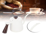 Portable Stainless Steel Coffee Pot with Wooden Handle Long Gooseneck Spout Cafe KettleWhite 700ml V1294-YM0901-3118200231811