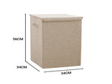 SOGA 2X Beige Medium Collapsible Laundry Hamper Storage Box Foldable Canvas Basket Home Organiser SBOX103X2