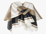 European and American minimalist cross-tie plaid cape cloak, acrylic warm versatile autumn winter V1232-ZSPJ001