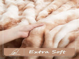 Ruched Luxury Faux Fur Throw Blanket black Tie-dye Rabbit Fur Blanket for Couch, Living Room, Fuzzy, V1369-AZ3-W-20482