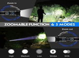 Rechargeable Flashlight High Lumens, 120000 Lumens XHP70.2 Super Bright Powerful Tactical LED V1192-AZ-W-26625