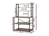 Artiss 6-Tier Kitchen Rack with 6 Hooks Microwave Storage Shelf 80cm x 167cm KR-MEL-6S-80-BKBR