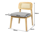 Levede 2x Dining Chair Wood Rattan Armless Natural CH1144-2-NT