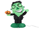 3.9ft Inflatable Green Monster with Pumpkin Big Eyes LED Lights Outdoor Yard Garden Lawn Holiday V1294-YM0901-3115240070711