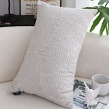 SOGA 35cm Throw Pillow Off White Lumbar Embroidered Decorative Cover Stitch for Home Decor FRENCHCUSHION316