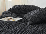 Textured Bohemian Ruffled Quilt Cover Set, Soft Crinkle Bedding Set with 1 Duvet Cover and 1 V888-ELOSUNG54958-5