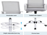 Artiss Office Chair Drafting Chairs Stool Computer Desk Studios Mesh White OCHAIR-K-DRAF-GYWH