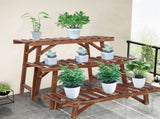 Pine Wood 3pcs Plant Stand Ladder Garden Flower Display V178-66994
