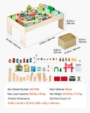 Train Table, 84 Multicolor Pieces Kids Activity Table with Collapsible Storage Bin, 3-in-1 V952-CGKHCZ382451O3JQK001V0