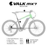 VALK MX7 Electric Bike, Medium frame Mountain ebike, Black and Lime Green V219-BIKEMBVAM75A
