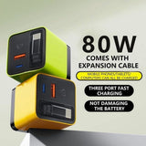 3 in 1 Charger Retractable 80W Max Fast, 80w Charger Retractable Cable Charger with Type C Cable and V1366-AZ2-W-11470