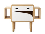 Artiss Bedside Table with Drawer Robot Design for Kids' Room Bedroom Pine FUR-AE-BS-BOT-WD