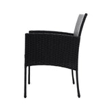 Gardeon 3PC Bistro Set Outdoor Furniture Rattan Table Chairs Cushion Patio Garden Ezra ODF-CHAIRSET-TEA-XL