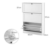 Levede Shoe Cabinet 3 Flip Drawers Adjustable Shelf Shoe Organiser Storage Rack EA0293-WH-3-AU