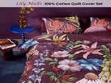 Bedding House Lily Multi Cotton Floral Quilt Cover Set Queen V442-HIN-QUILTCS-LILY-MULTI-QS