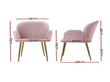 Artiss Dining Chairs Set of 4 Velvet Armchair Pink UPHO-C-DIN-5220-VEL-PKX4