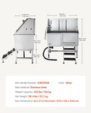 127 cm Dog Grooming Bath Tub Stainless Steel w Stairs Water Filter V952-BXGCWYG50CSL5T18XV0