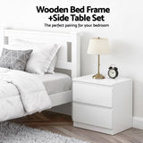 Artiss King Single Bed Frame and Bedside Table WBED-004KS-FURNI-PURE-AB