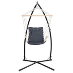 Gardeon Hammock Chair with Steel Stand Armrest Outdoor Hanging Grey HM-CHAIR-ARM-GREY-X