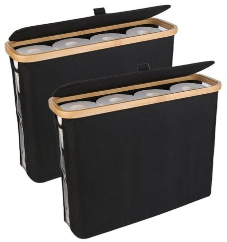 CARLA HOME 2 pack Toilet Paper Storage Basket Holds Up to 12 Rolls with Bamboo Lid and Handle for RV LSB-36239