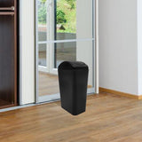 Thicken Black Plastic Flip Lid Trash Bin for Bathroom and Office Use V1366-AZ2-W-23733