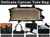 Black Stylish Canvas Briefcase Tote Bag with Large Capacity for Women V888-ELOSUNG12880