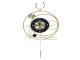 Wall Clock Living Room Decor Metal Deer Horn Swinging Gold Pendulum Geometric Wall Clock Decor V1294-YM0901-3115240035311