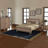 4 Pieces Bedroom Suite King Size Silver Brush in Acacia Wood Construction Bed, Bedside Table & V43-BDS-SSH-4PC-TBY-K