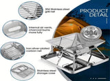 304 Stainless Steel Portable Folding BBQ Grill with Storage Tray for Outdoor Camping Picnics Beach V1232-BBQSKL001