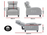 Artiss Massage Recliner Chair Small Recliner Sofa for Adults Fabric Grey RECLINER-A1-MSG-GY