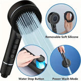 High Pressure Shower Head with 1.5 m Hose and Bracket, Piano Key Spray Control, Durable ABS Plastic, V1189-LC-LY-00102