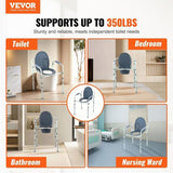 Commode Chair, Bedside Commode with Wider Toilet Seat, 7-Level Adjustable Height, 5.8L Removable V952-WLLGSGMTZQSZUX19CV0