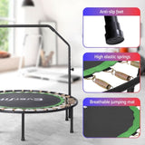 Everfit 48inch Round Fitness Trampoline Rebounder Adjustable Handrail Green TRAMPO-C-MINI48-R-GNBK