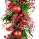 Christabelle 1m Christmas Garland with Red Berries Pine Cones Baubles Berries Tree Decoration O 112_GUE512