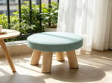 Round Wooden Foot Stool with Padded Seat - Solid Wood Stool for Footrest, Small Side Table, or Extra V1366-AZ2-W-19788