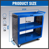 Blue 3-Tier Tool Cart Storage Trolley Toolbox Workshop Garage Organiser 150kg Blue V465-95239